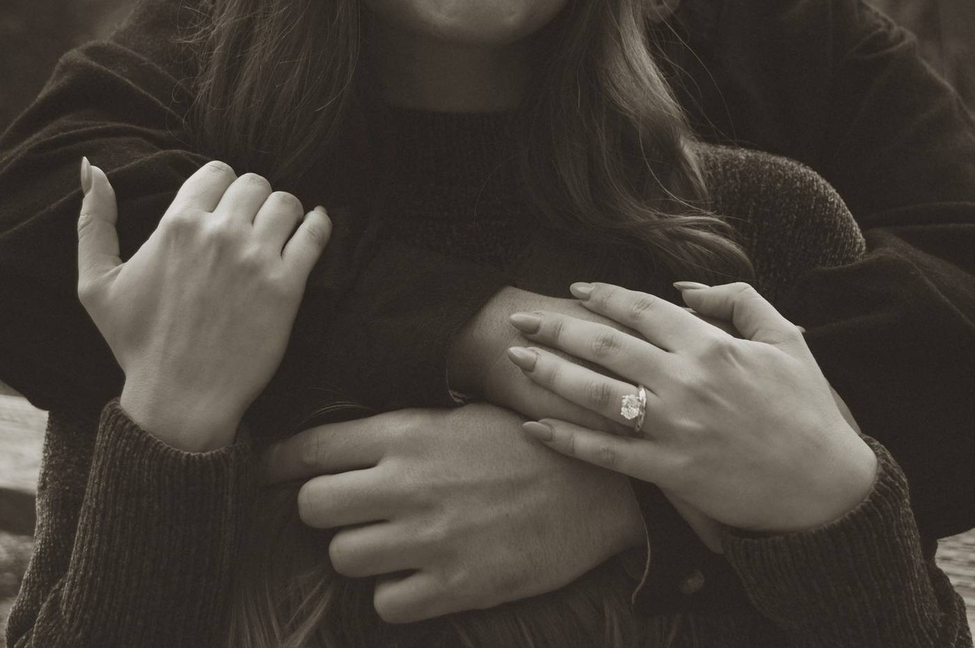 Couple embracing during an elegant California session